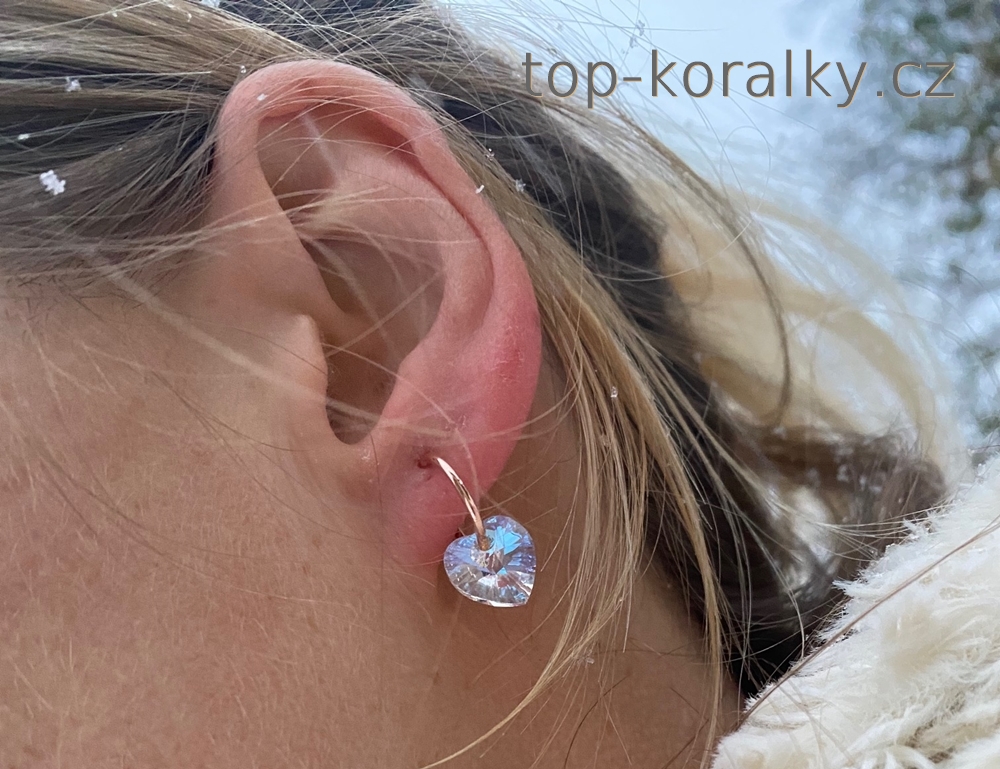 Stříbrné náušnice se srdíčkem Swarovski
